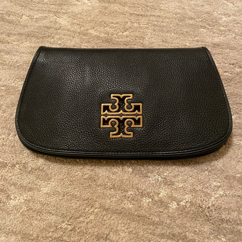 Tory Burch Leather Britten Clutch Chain Crossbody